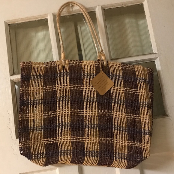 Gap Handmade Straw Tote Bag Nwt - Picture 1 of 4